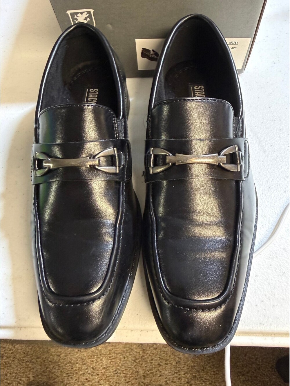 Stacy Adams Kaylor Boys Black Leather Dress Loafers Size 2M